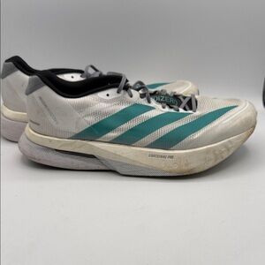 Adidas ADIZERO Boston 13 Men's 11 White and Teal Athletic Shoes S20